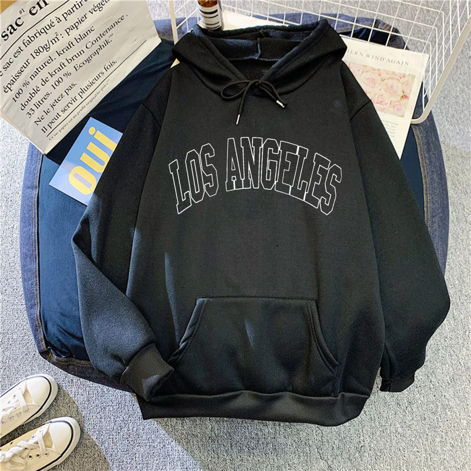 

Hip-hop Letter Print Pullover Women Long Sleeve Sweatshirt Hoodies Loose Oversized Streetwear Casual 2021 Autumn Winter
