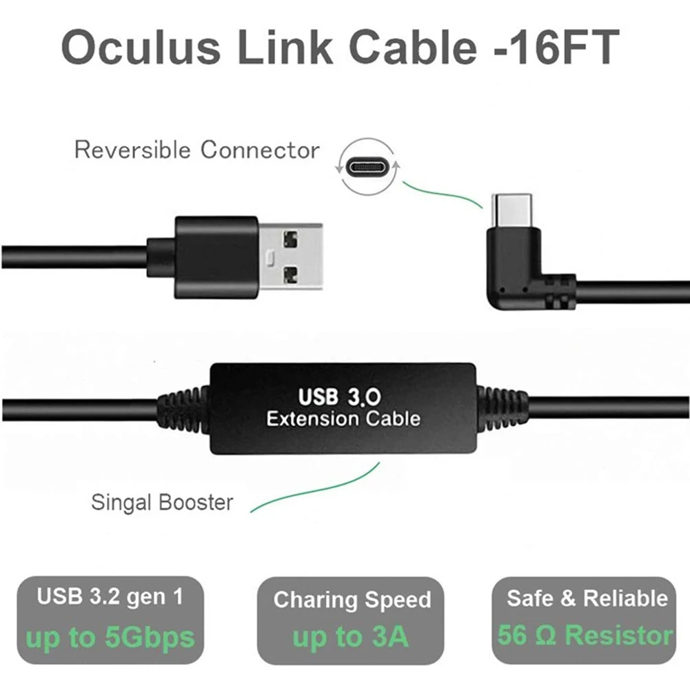 

USB3.1 Type-c Link Extension Cable Connector High Speed Data Transfer for Oculus Quest 2 VR Virtual Reality