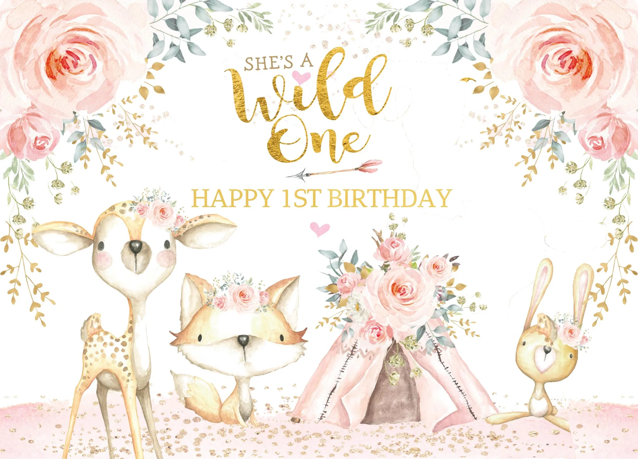 

Photography Backdrops First Birthday Wild One Cartoon Beast Jungle Newborn Welcome Party Baby Shower Dress Pastel Backdrop
