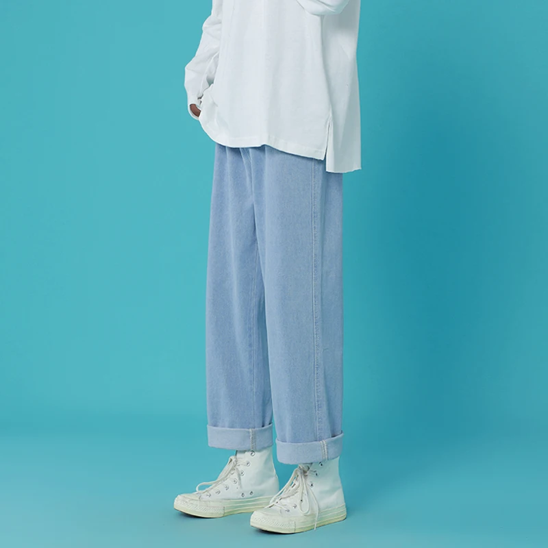 

Men's Jeans Fashion Loose Straight New Casual Wide Leg Denim Pants Autumn Cowboy Mans Streetwear Korean Solid Color Trousers