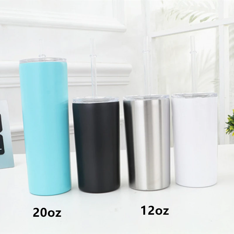 

Skinny Mug Kids Tumbler Slim Glass 20oz 600ml Stainless Steel Double Wall Vacuum Insulated Cup Mini Beer Bottle Free Straw