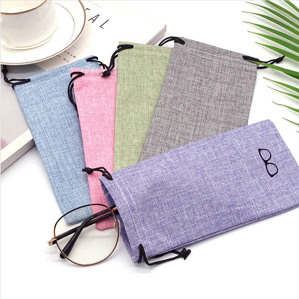 Pouch For Eyewear Container Linen Fabric Smooth Surface Good