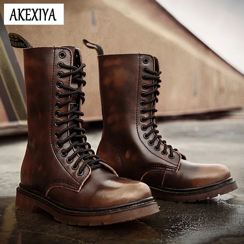 AKEXIYA/классические зимние женские ботинки; роскошные женские мотоциклетные ботинки из натуральной кожи; теплые женские зимние ботинки с толстым плюшем; большие размеры
