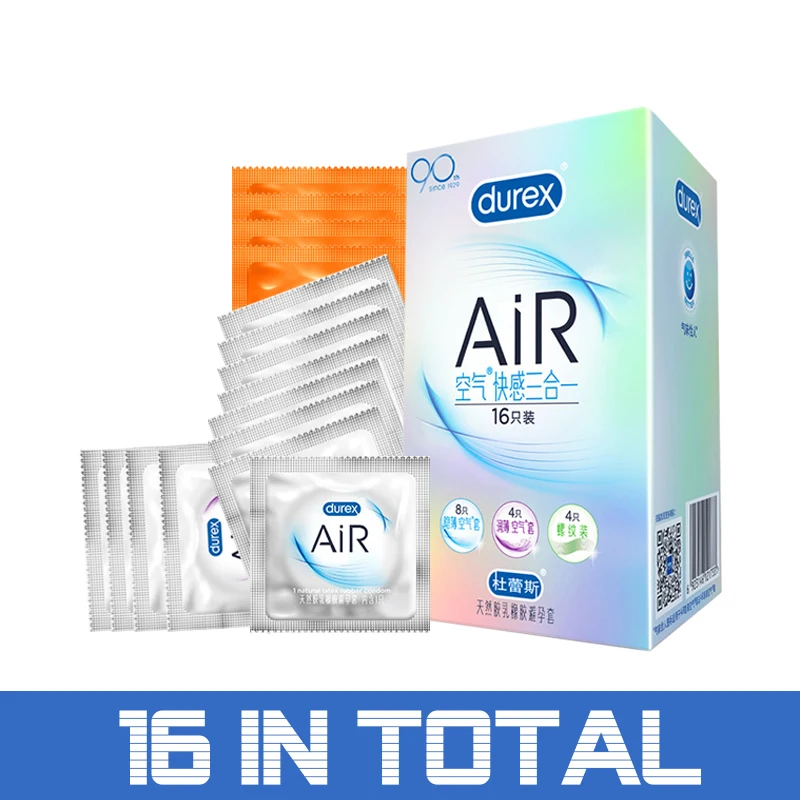 

Durex Air condoms 16 pieces of 3 types Ultra-thin Natural Latex Rubber Condom Sleeve for Penis Pleasure Lubricated condom