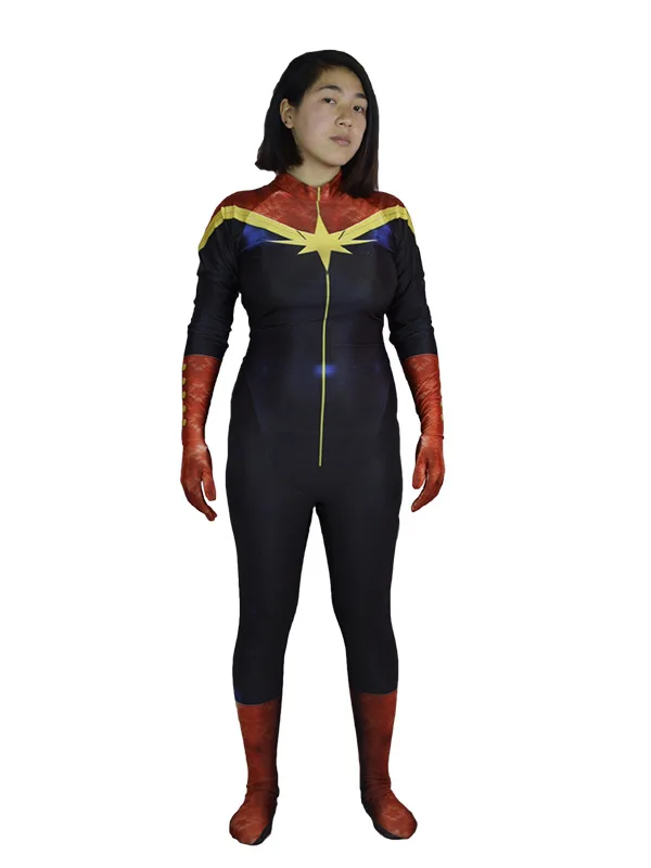 Супергероя г жа капитан Кэрол Дэнверс Косплэй костюм для детей и взрослых Zentai