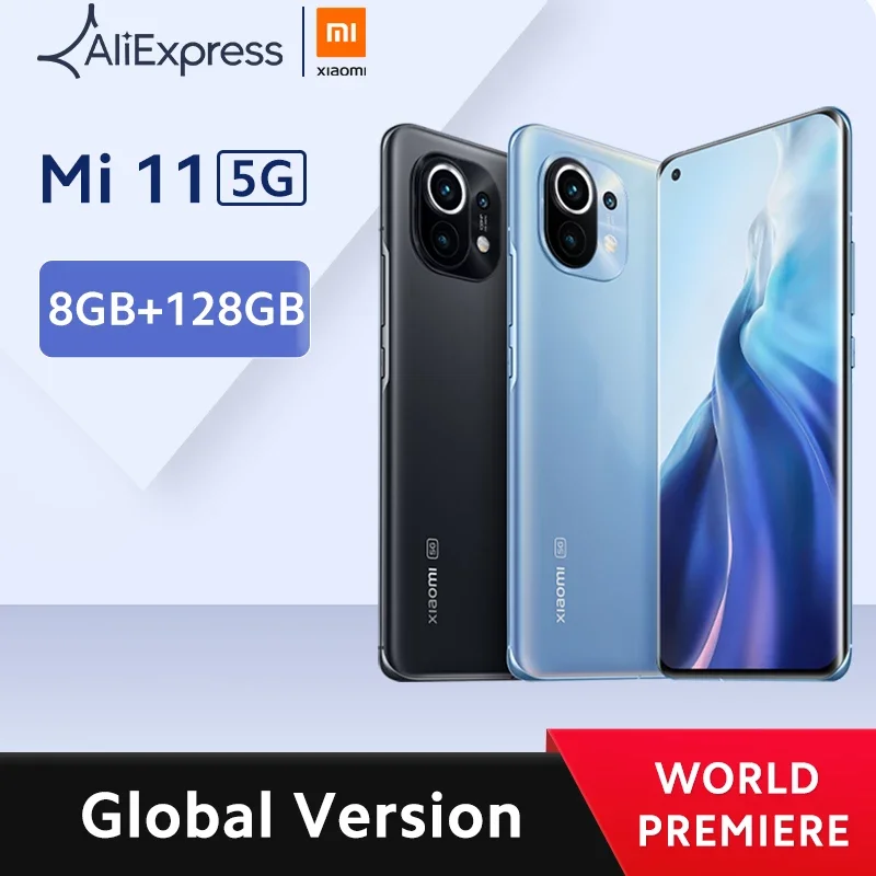 Глобальная версия смартфона Xiaomi Mi 11 8 + 128 ГБ Snapdragon 888 восемь ядер 4600 мАч 55 Вт 120