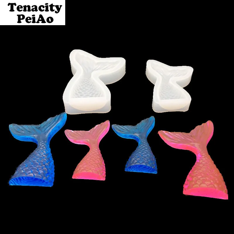 Форма из жидкого силикона Смола поделки украшения подвеска рыбий хвост ожерелье