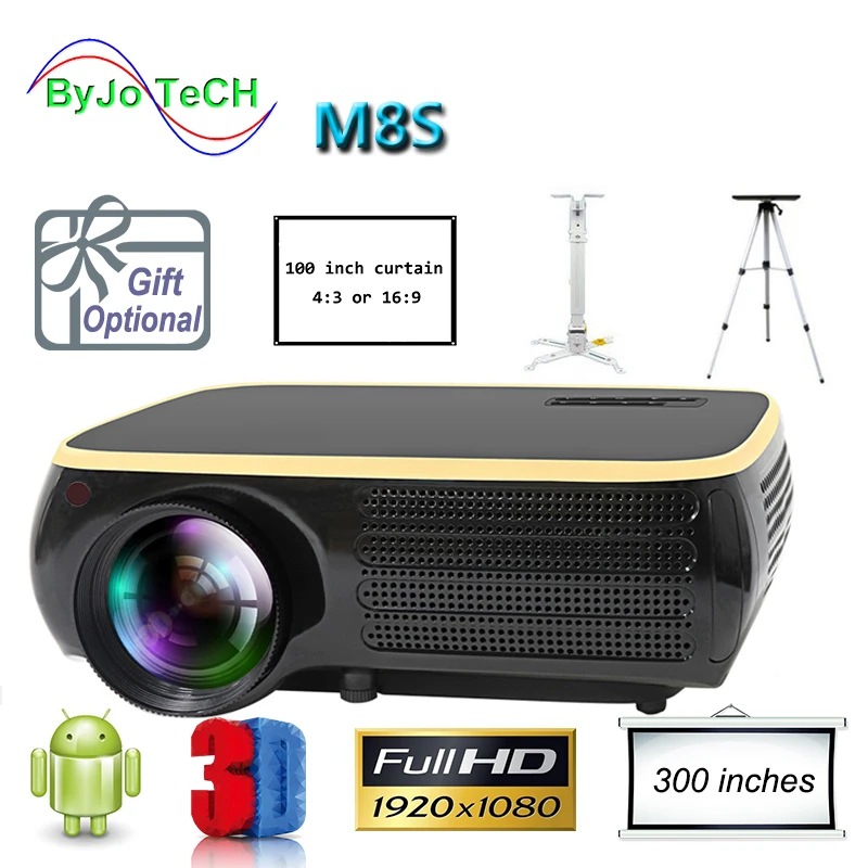 

Проектор ByJoTeCH M8S, 1920x1080 Full HD 1080P, Android, Wi-Fi, 7000 люкс