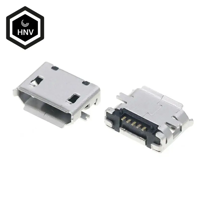 

100pcs SMD Micro Female Connector 5pin Seat Jack Micro Charging Socket 5 Feet 5P Connectors Ouside Horn