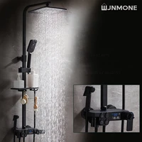 Bathroom Shower Set Black Gold Silver Platinum Thermostatic Digital Display Hot Cold Single Handle Wall-mounted Shower Systems