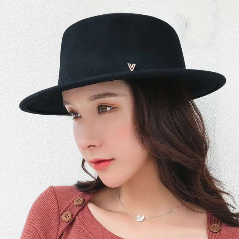 100% шерсть новая шерстяная шляпа гладкая для женщин фетровая мягкая с широкими