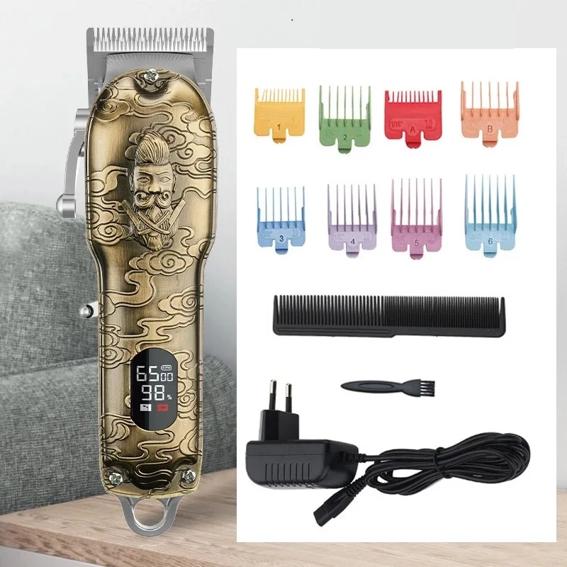 2021 New Professional Hair Clipper Barber Cutting Machine Electric Trimmer for Men Bronze Embossed Body Cutter | Бытовая техника