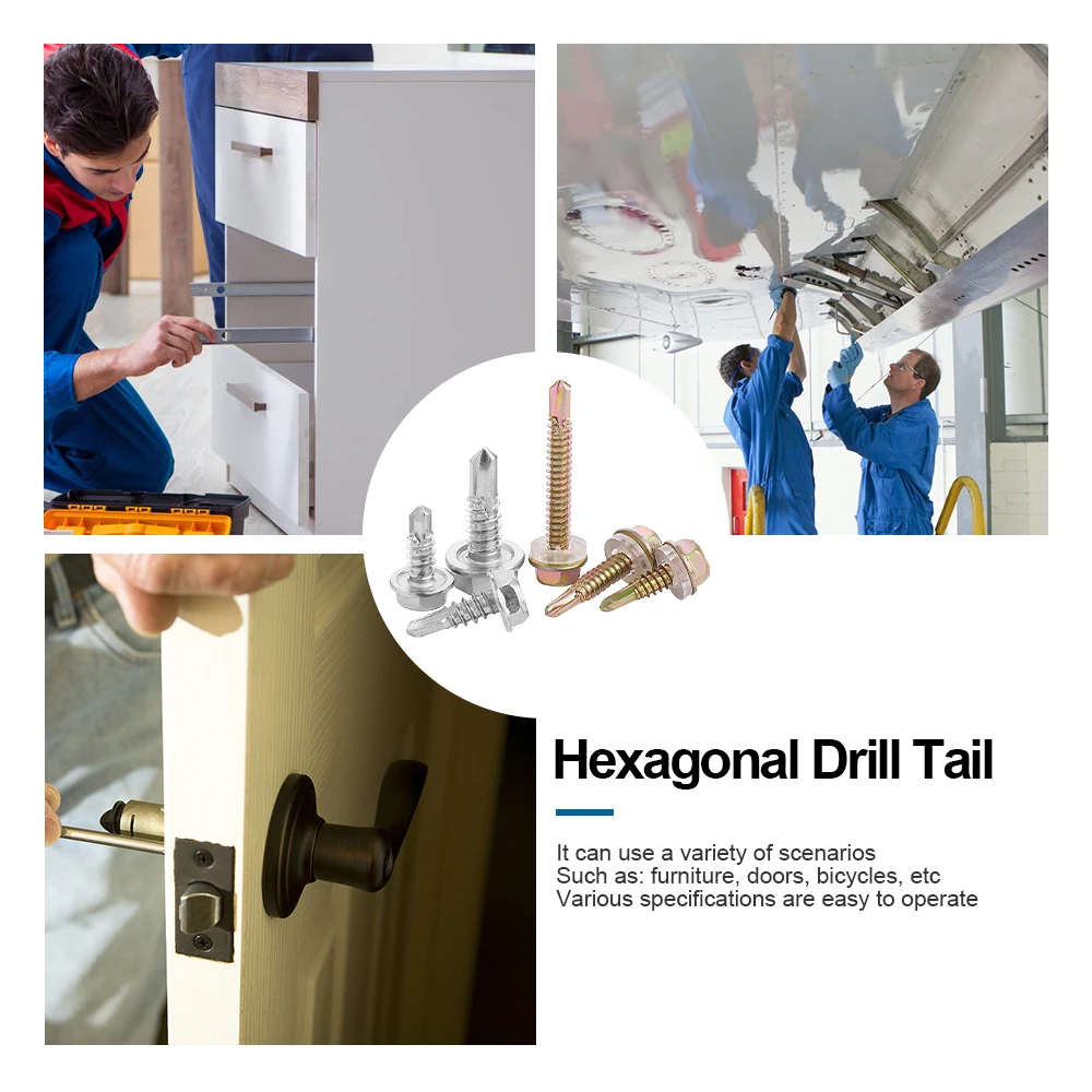 

20pcs washer head hex hexagon self drilling tapping screw 410 stainless steel zinc plated M4.2 M4.8 M5.5 M6.3 hardiflex screws