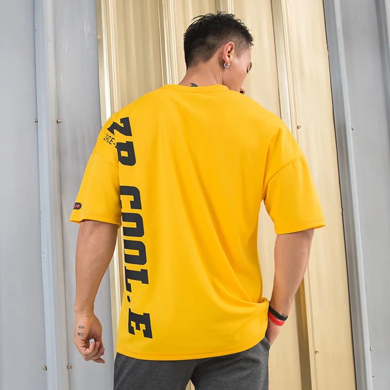 2020Fashion t-shirt Mens Short Sleeves T-Shirt Fitness Casual Print Letter Tees Men's Streetwear Shirt Bodybuilding hip hop Top | Мужская