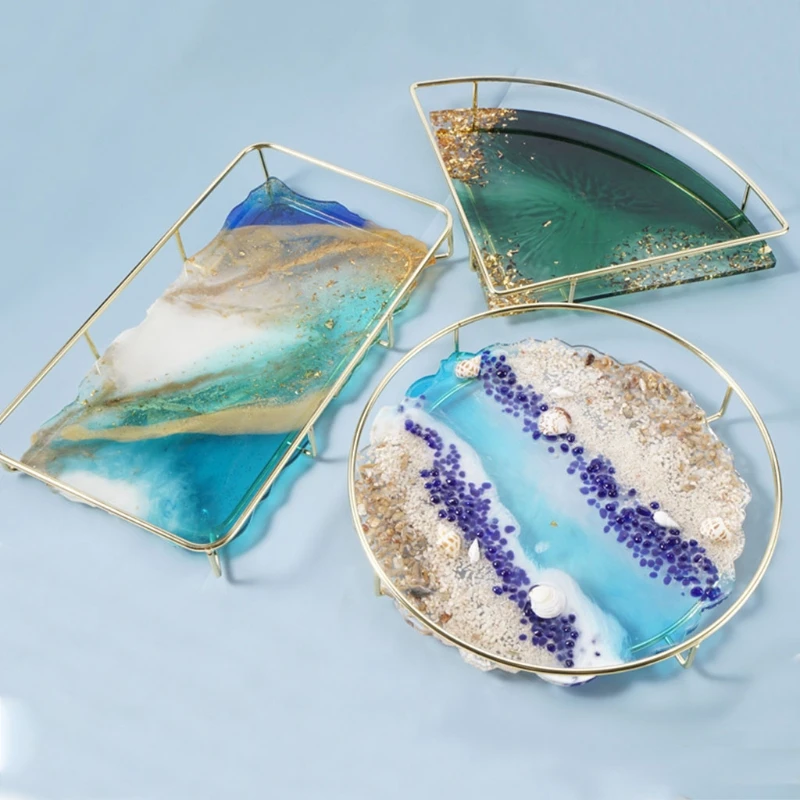 

Crystal Epoxy Resin Tray Mold Fruit Plate Cup Mat Crafts Casting Silicone Mould