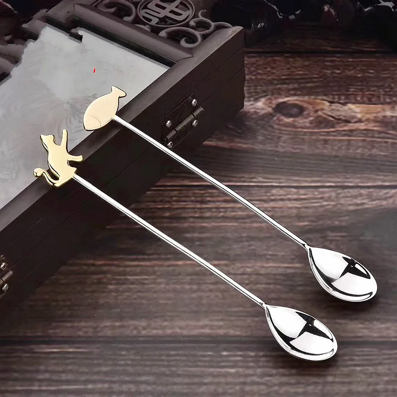 Креативная ложка для смешивания чайная кофейная из стерлингового серебра десерт