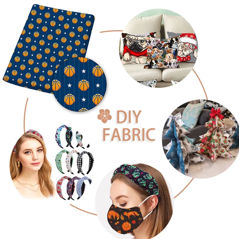

Cheer Bows Polyester Cotton Fabric Sheet Basketball Billiards Print DIY Material Mask Sewing Raw Material Home Textile 45*145cm