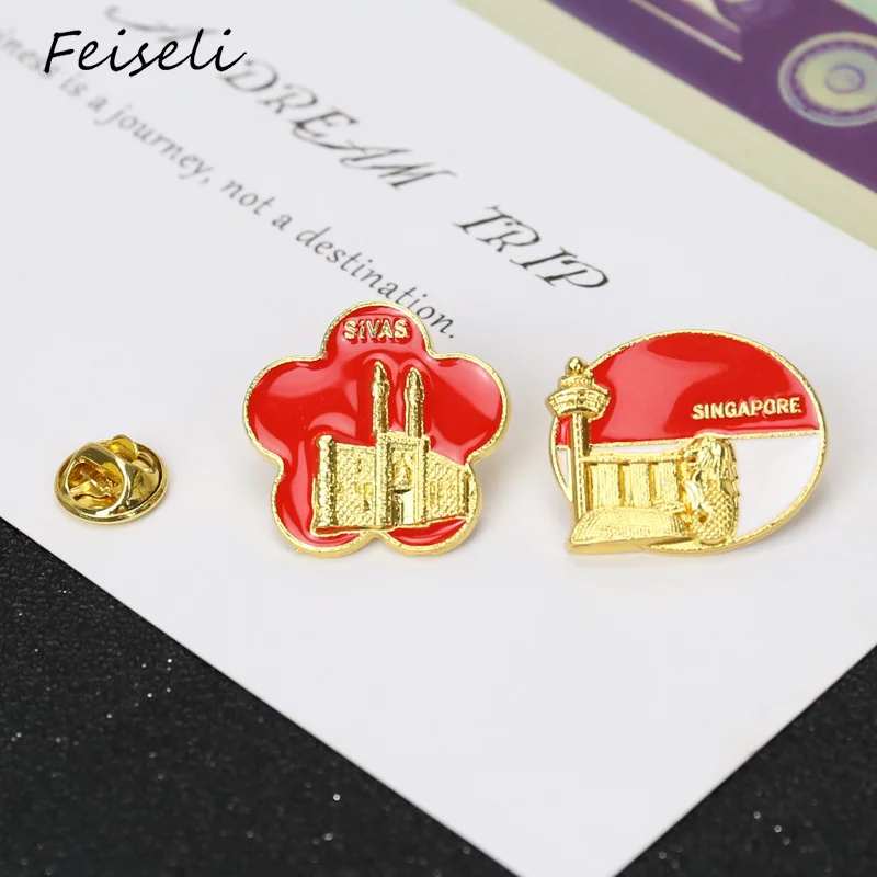 Feiseli Милая брошь с русским испанским флагом для зданий женщин детей рубашка