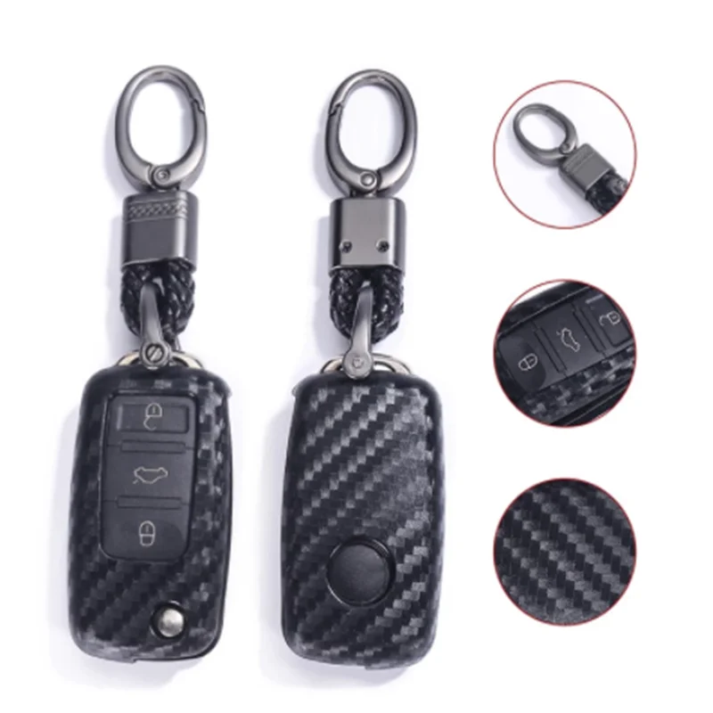 

Carbon fiber pattern car key case For Volkswagen VW Golf 7 GTI R MK7 Tiguan Carbon Fiber Car Key Bag Shell Holder remote key