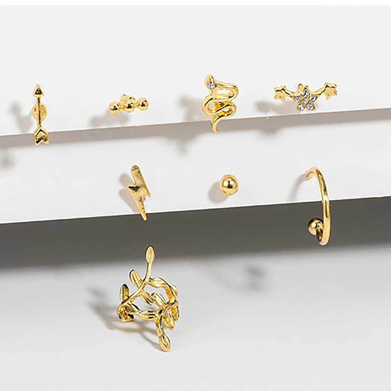 Женские серьги-гвоздики в форме змеи ZHINI золотистые серьги из сплава богемном