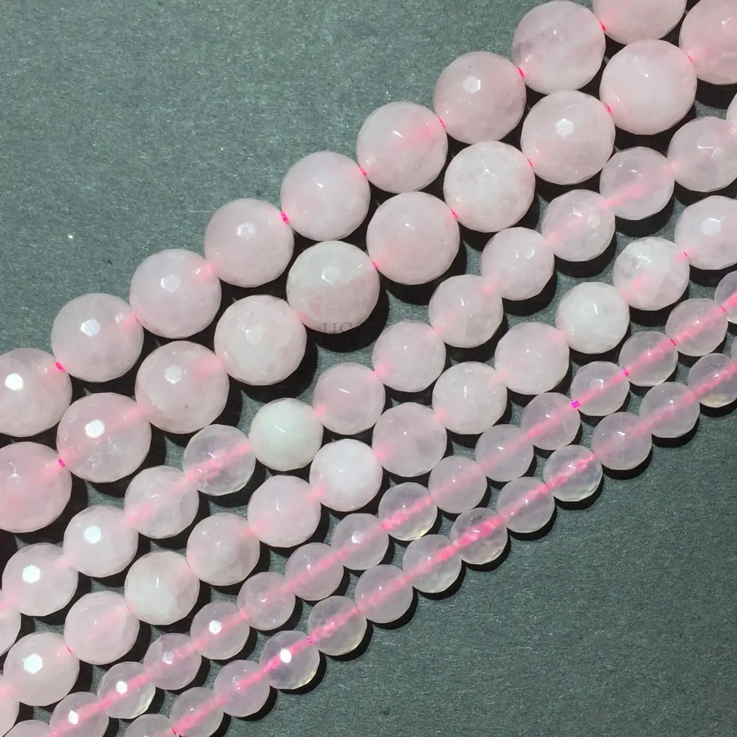 Натуральный камень розовая роза кварцевый граненый круглый бисер драгоценный