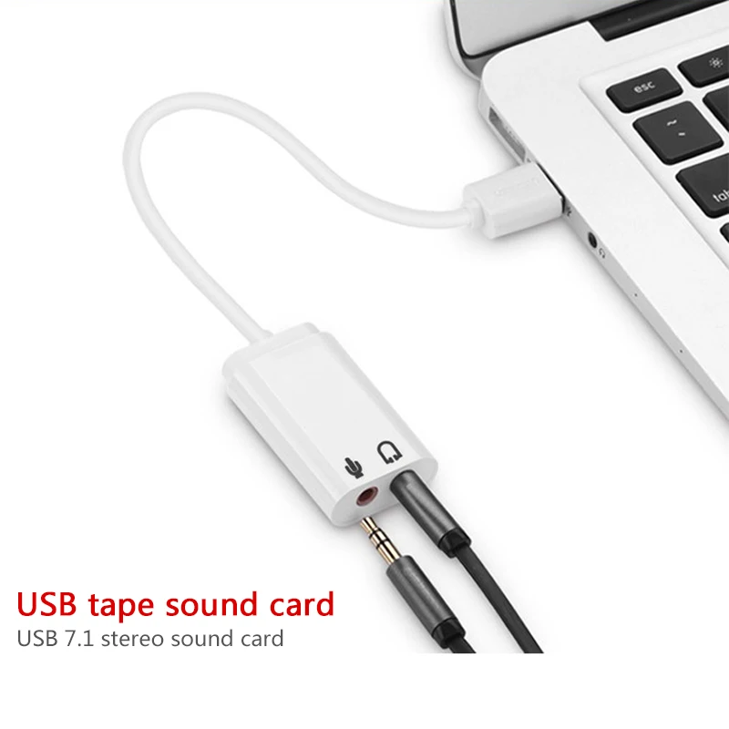 USB Sound Card Virtual 7.1 3D External USB Audio Adapter USB to Jack 3.5mm Earphone Microphone Speaker for Laptop Notebook PC