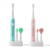 electric toothbrush usb rechargeable adult waterproof sonic toothbrush 4 mode travel with 3 brush heads with charging base beaut