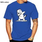 Футболка Westie с забавным Dabbing West Highland White Terrier Dog, Мужская футболка с короткими рукавами, забавная Пляжная футболка большого размера