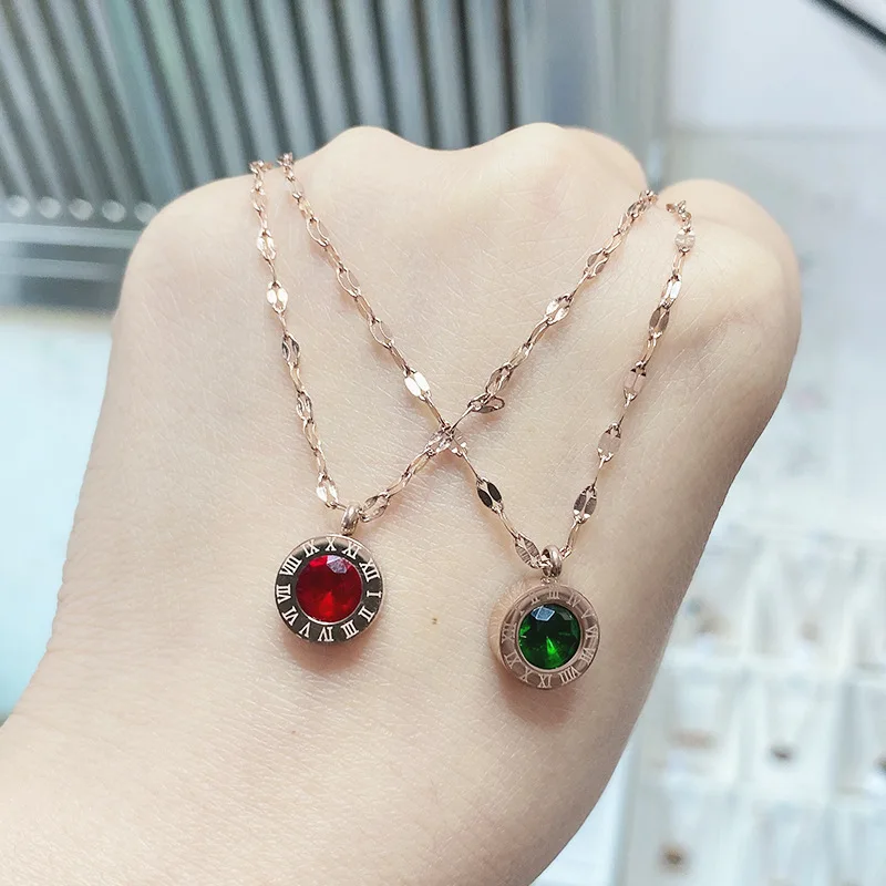 Модные ювелирные изделия ожерелье из титановой стали розовое золото с римскими