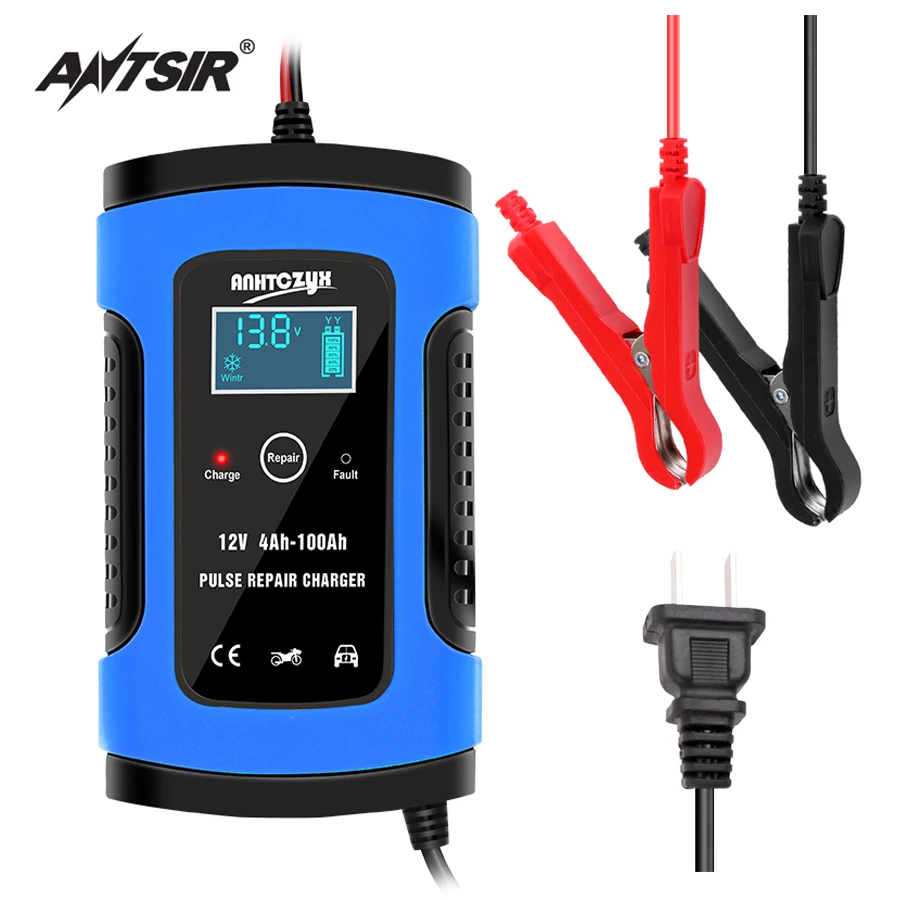 

12V6A Motorcycle Battery Charger 12v Car Battery Charging Display Current Voltage Battery AGM GEL Lead Acid Maintenance-free Bat