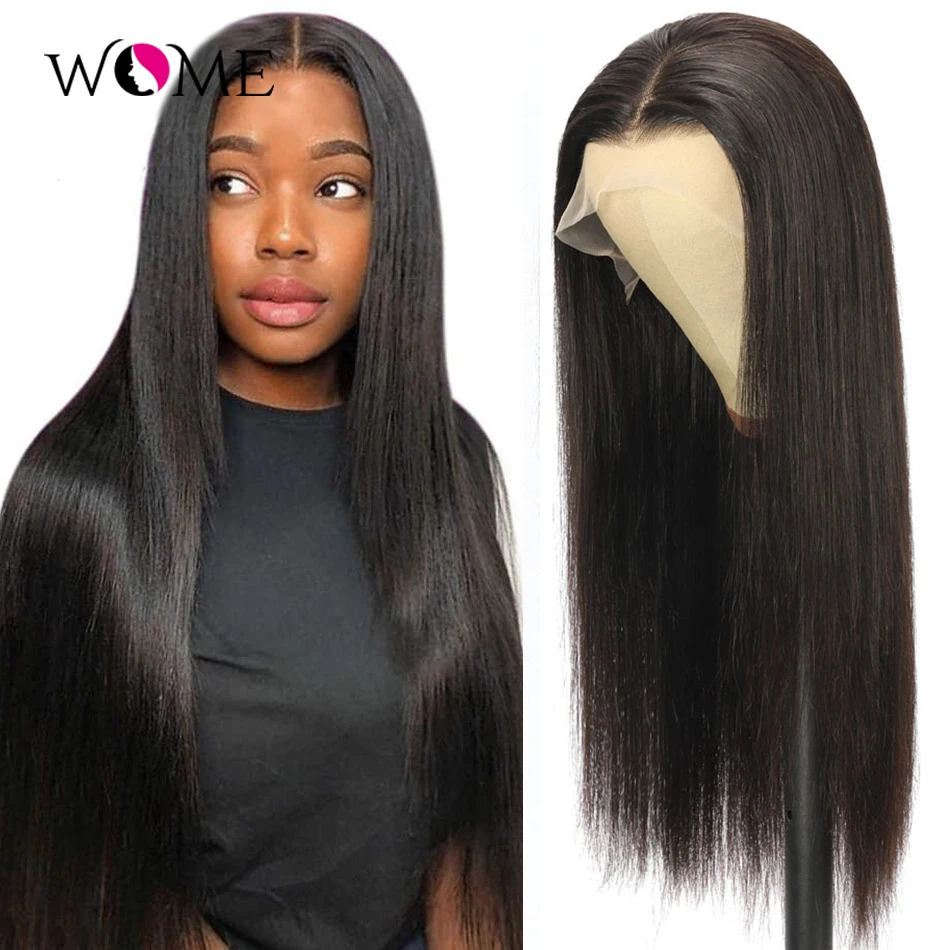 

13x4 Lace Front Wigs Transparent Malaysia Straight Lace Front Human Hair Wig For Women WOME Glueless Pre Plucked 150% Remy Hair