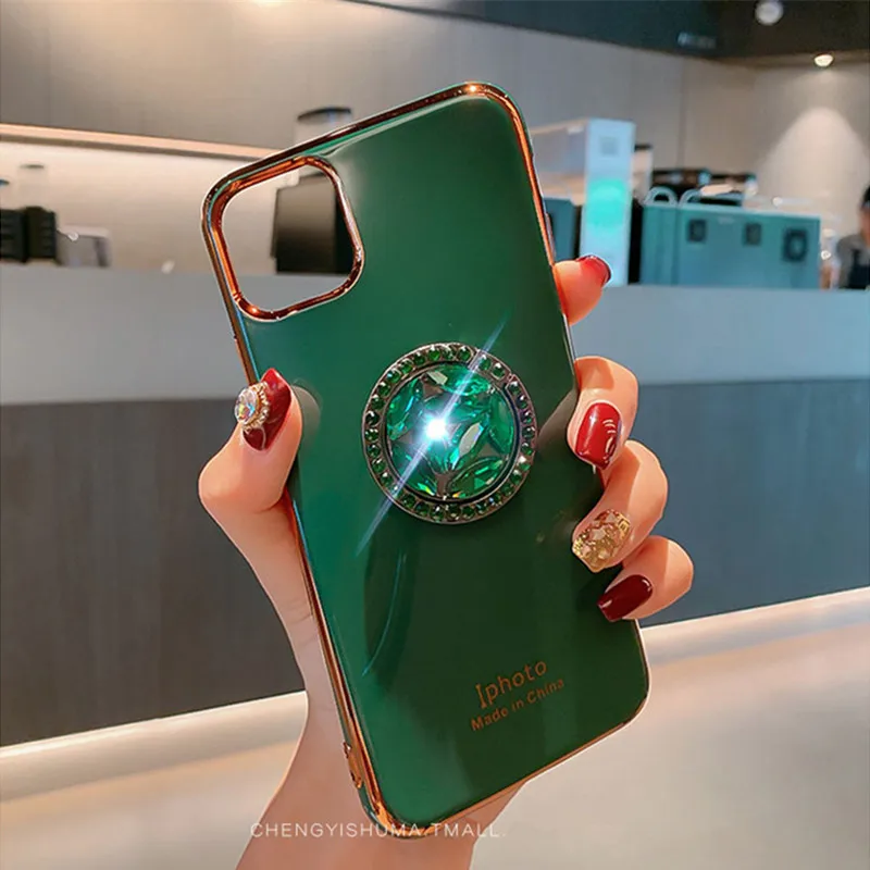 Мягкий силиконовый чехол 6D с кольцом держателем для девочек Модный iPhone 7 8 6S 6 Plus