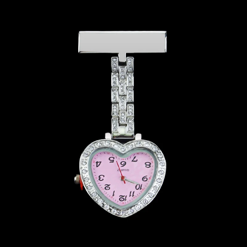 Peach Heart Nurse Watch Heart-shaped Pocket Doctor Quartz Watches Brooch Medical Clock Dropshipping