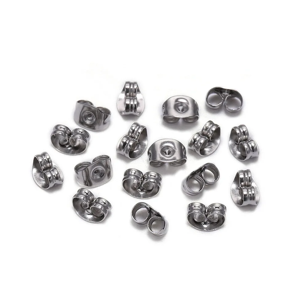 

100pcs/lot 4mm 6mm 8mm Stainless Steel 1.2MM Hole Earrings Back Earring Stopper Findings for DIY Making Jewelry Accessories