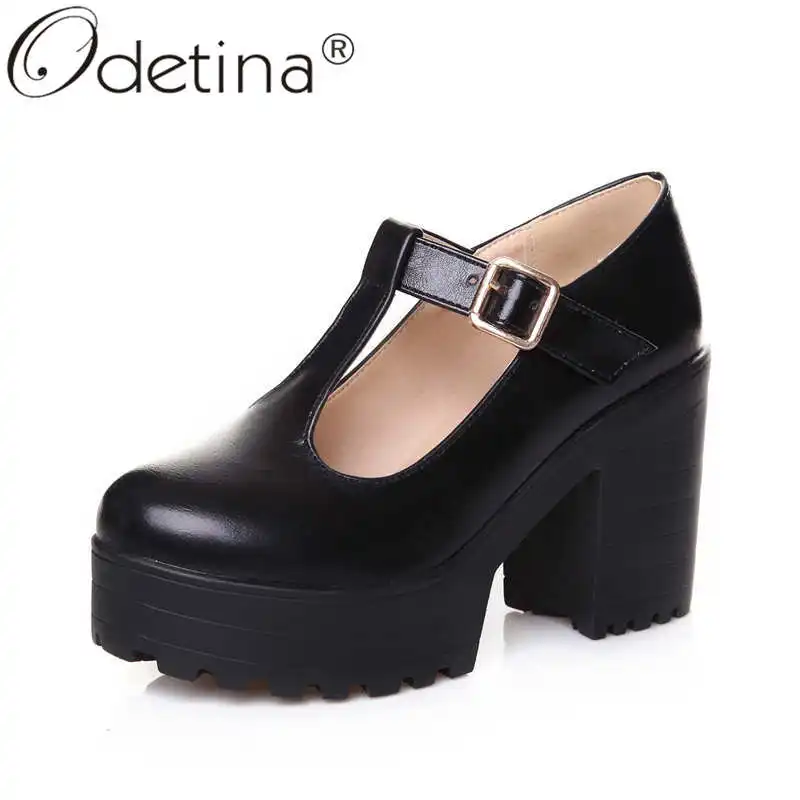 Женские туфли мэри джейн odeina модные вечерние на очень высоком блочном каблуке с