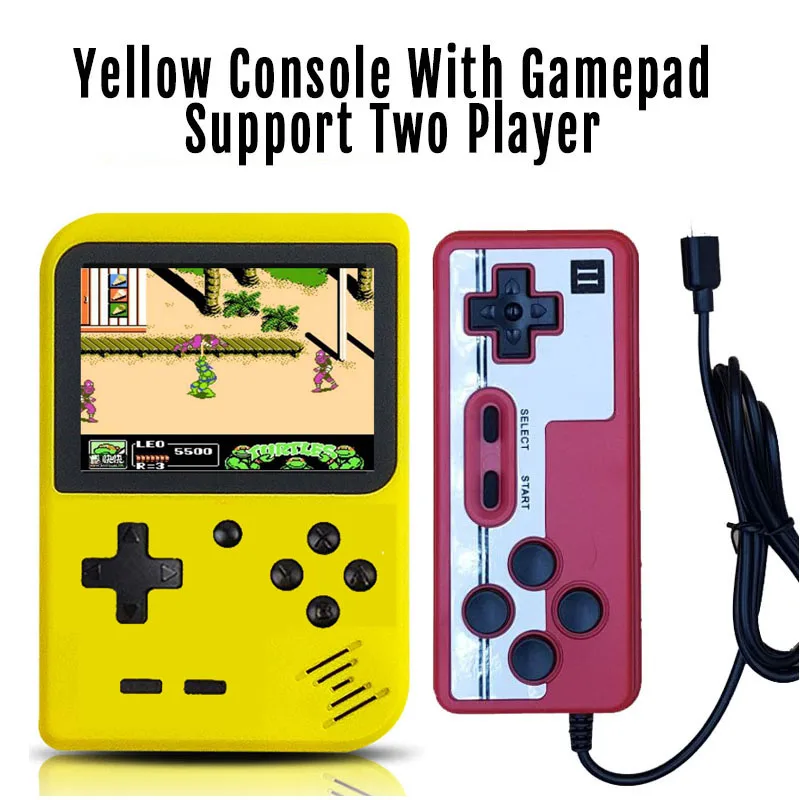 Yellow Add Gamepad Новая портативная игровая консоль Встроенный 400 классические игры мини 8 бит карманный портативный плеер Ретро видео игровая консоль - Color: Yellow Add Gamepad