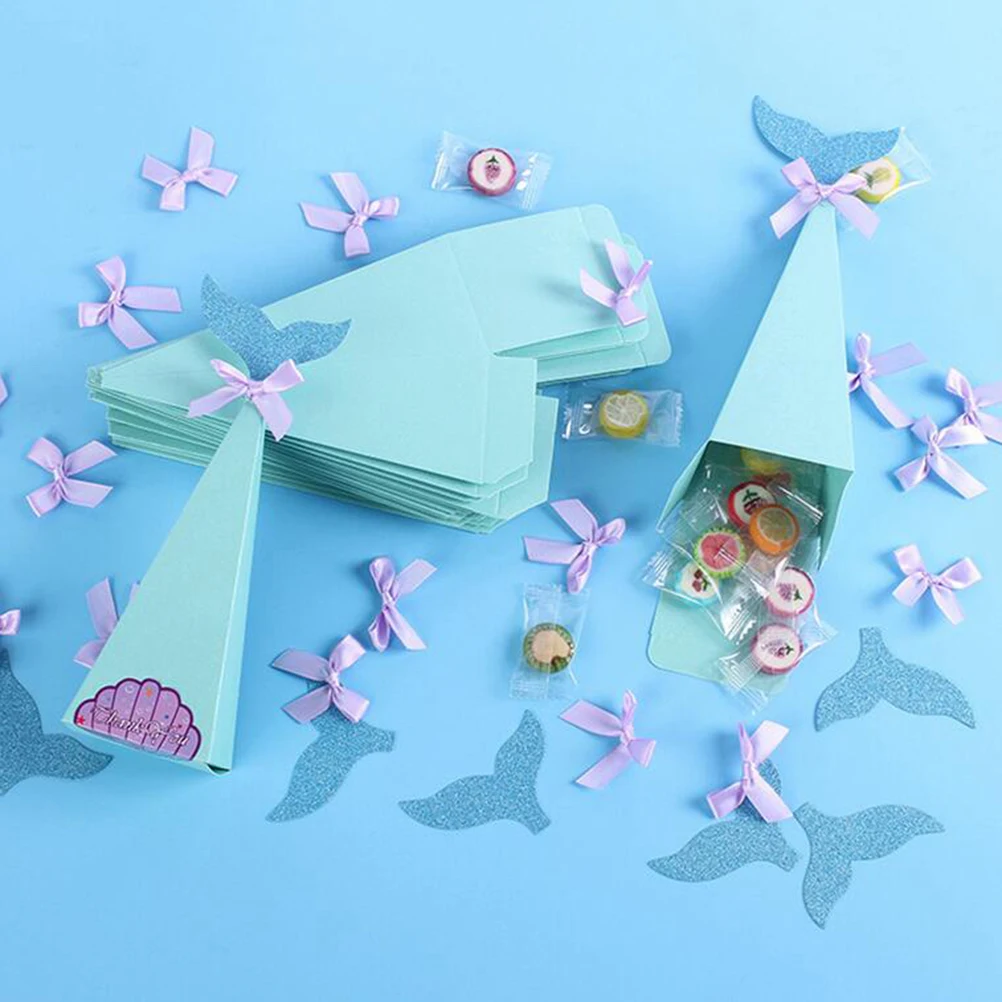 20pcs Cute Peacock Candy Box Wedding Favors Paper Gift Boxes For Guest Triangle Mermaid Gifts Party Supplies | Дом и сад