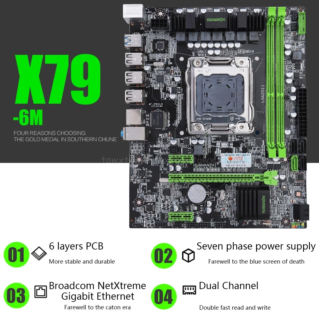 Huananzhi X79 материнская плата LGA 2011 USB3.0 SATA3 поддержка REG ECC памяти и процессор Xeon E5 Au27 19 Прямая поставка