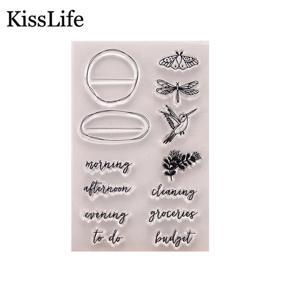 1 Sheet Circle Frame Dragonfly Morning Budget Leaves Clear Rubber Stamps for Card Making Scrapbooking Christmas | Дом и сад