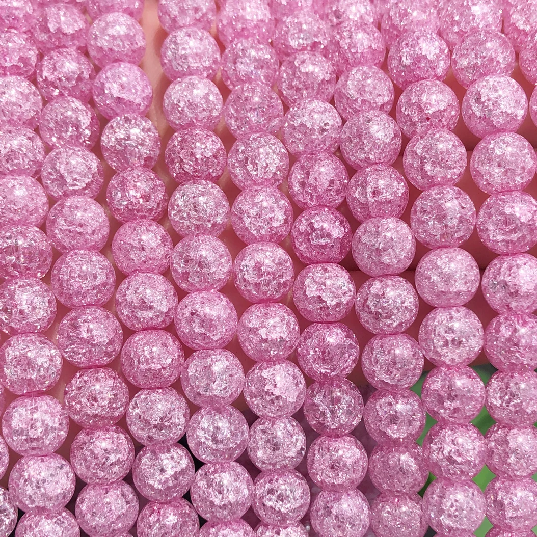 

Pink Cracked Quartz Natural Stone Beads For Jewelry Making 6 8 10mm Crystal Round Beads Diy Bracelet Wholesale Perles