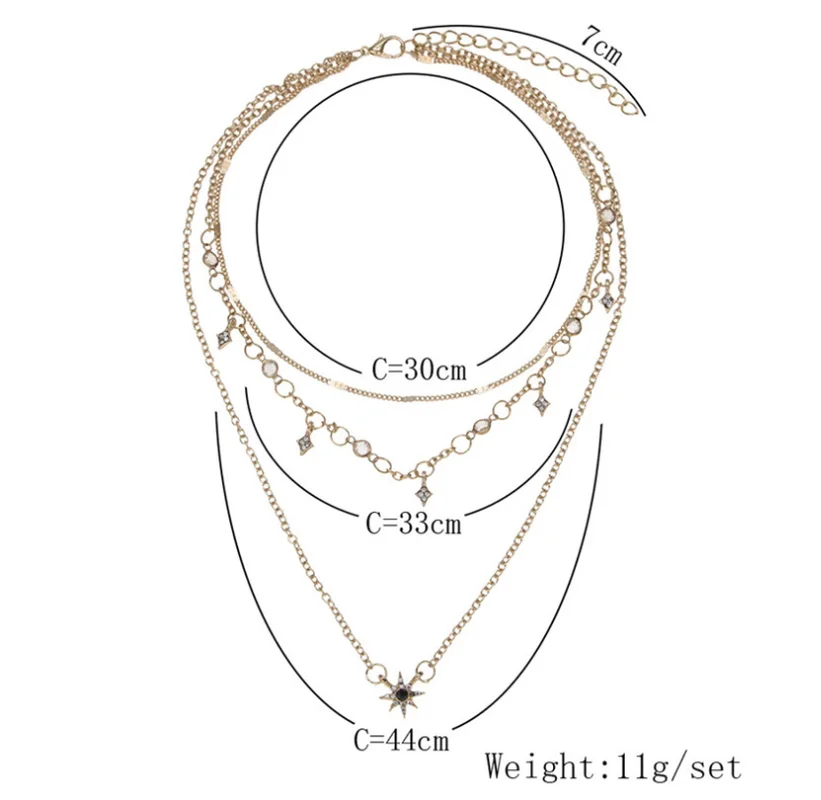 Женская мода планеты звезда ожерелья многослойное заявление колье золотая