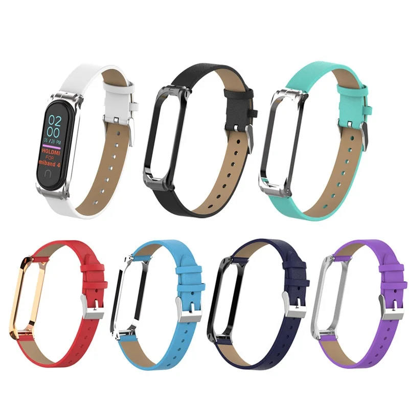 Цветной PU + металлический чехол для Xiaomi mi band 4 Correa сменный спортивный ремешок Band