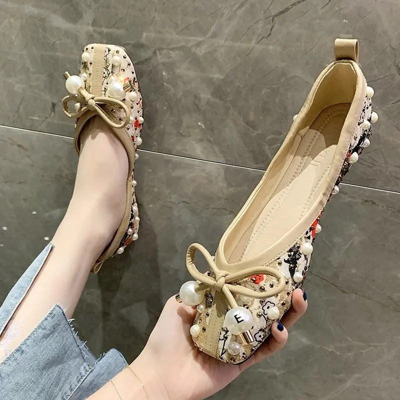 

Summer Shoes Ladies Shallow Mouth Women's Moccasins Square Toe Casual Female Sneakers Flats Slip-on 2021 New Boat Dress Slip On