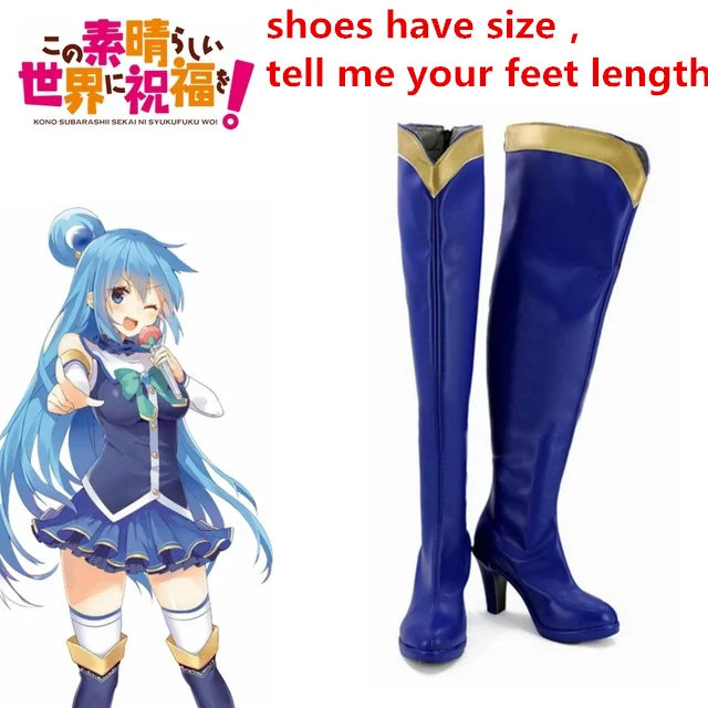 Aqua Shoes Cosplay KonoSuba: Боги благословение этому замечательному миру! Сапоги для косплея