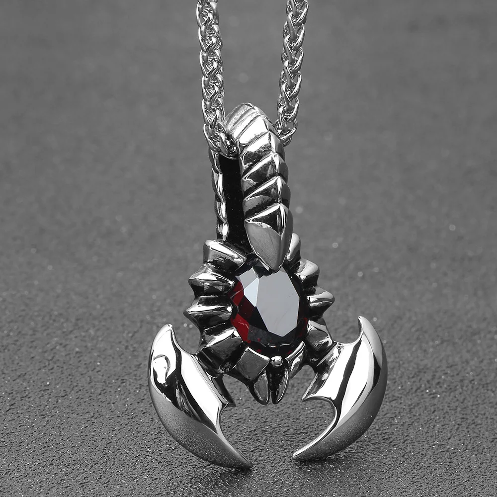 Handsome Scorpion King Ruby Men's Pendant Domineering Exaggerated Alternative Titanium Steel Necklace Boyfriend Gift | Украшения и