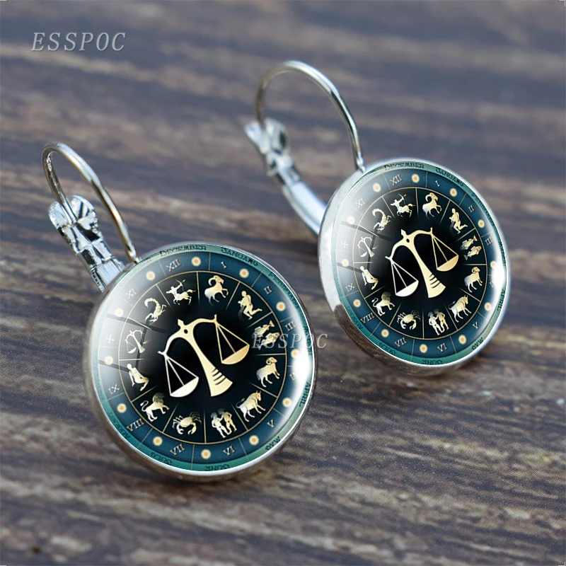 New Fashion Constellation High Quality Zodiac Hook Earrings Libra Scorpio Leo Taurus Virgo for Women Punk Jewelry Birthday Gifts