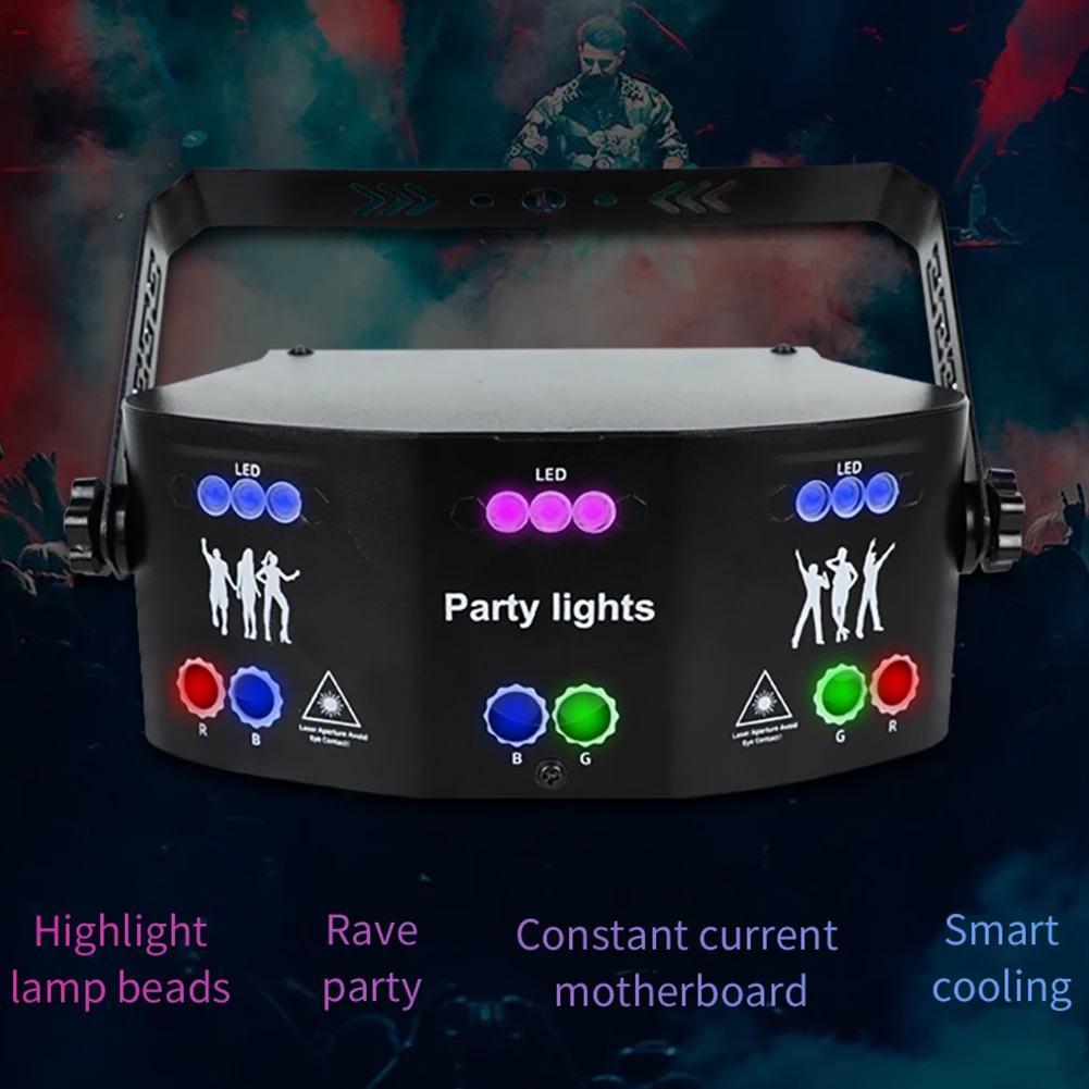 

15 Eyes DMX LED Controller Color Music Light Lamp Projector RGB Laser For Stage Par Disco DJ Home Party Decoration Strobe Lights