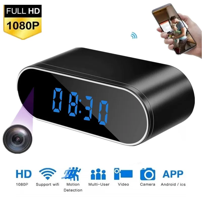 

1080P Wireless Mini Camera Wifi Secret Clock Time Alarm With Night Vision Motion Detect Sensor Remote Monitor Micro Home Camera