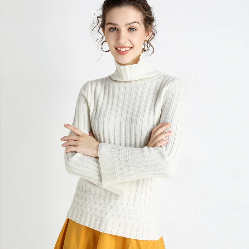 

100% pure cashmere Sweater women turtleneck Pullover sweater slim bottoming Knitted turn-down collar cashmere Sweaters