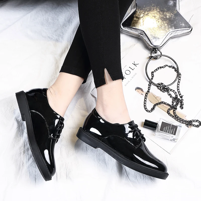 Красные/черные офисные лакированные кожаные рабочие туфли дизайнерские женские